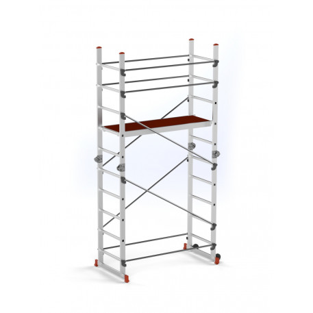 Schela aluminiu mobila cu doua scari pliabile 2x5 trepte, inaltime 3m, platforma 1,35x0,45(m), max. 150kg - CNO-SME-ACRO4M [1]