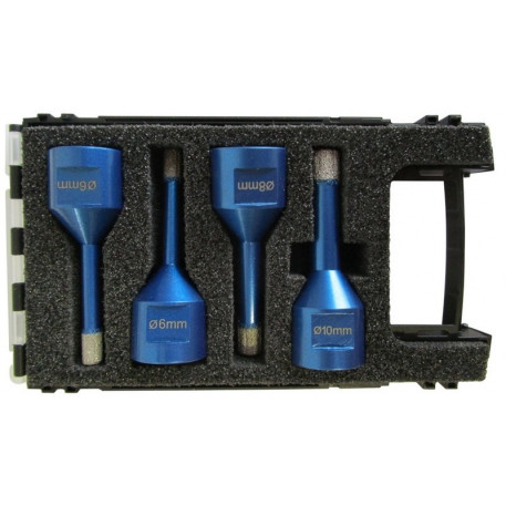 Set 4 carote diamantata pt. gresie portelanata & piatra - diam. 6, 8, 10mm - cu ceara- Super Premium - DXDH.80407.Satz4.6-10W [1]