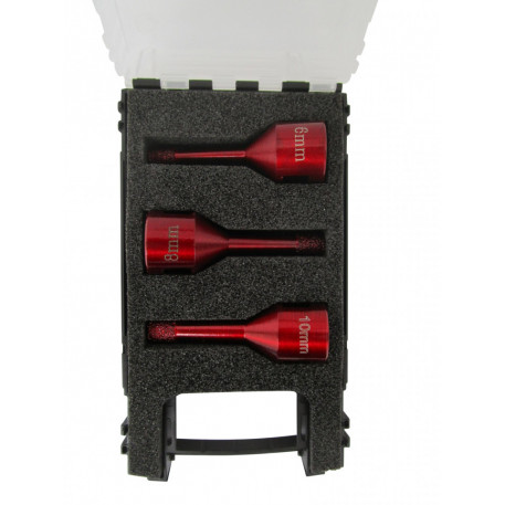 Set carote diamantata pt. gresie portelanata & piatra - diam. 6, 8, 10mm - cu ceara- Premium - DXDH.80408.Satz6-10W [1]