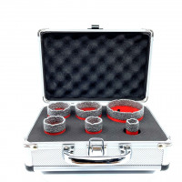Set carote diamantate pt. gresie portelanata & piatra - diam. 20, 28, 35, 43, 50, 68mm Profesional Standard - DXDY.REDrill.BigSet