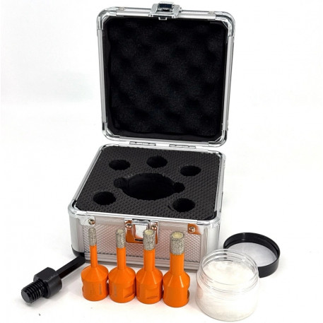 Set carote diamantate pt. gresie portelanata & piatra - diam. 6, 8, 10, 12 mm - 3DTECH - Super PREMIUM - DXDY.NEODRILL.MiniSet [1]