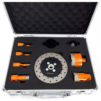 Set carote diamantate pt. gresie portelanata & piatra - diam. 6, 8, 10, 20, 35, 68 (mm), freza conica, disc taiere si ceara 3DTECH - Super PREMIUM - DXDY.NEODRILL.9SET