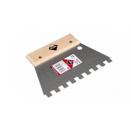 Spatula dintata cu maner din lemn 18cm, 10x10mm - RUBI-71926 [1]