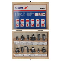 Masină de frezat pentru lemn, set de 12 bucăti, vârfuri de carbură, coadă 8 mm Masină de frezat pentru lemn, set de 12 bucăti, vârfuri de carbură, coadă 8 mm