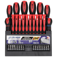 Set de surubelnite şi biti 36 buc. cu suport din plastic Set de surubelnite şi biti 36 buc. cu suport din plastic