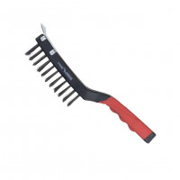 Perie de sârmă de oțel, pe 4 rânduri, cu racletă, lungime 285mm