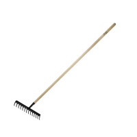 Greblă cu 14 dinti întărită încadrată coadă din lemn, 132cm Greblă cu 14 dinti întărită încadrată coadă din lemn, 132cm