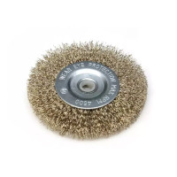 Perie de disc din sarma alama 100mm, diametru gaurii 12.7mm Perie de disc din sarma alama 100mm, diametru gaurii 12.7mm