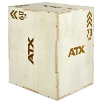 Plyo Box ATX lemn natur 50 / 60 / 70 cm – cutie pliometrică profesională 3 în 1