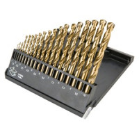Burghie metal, HSS-TiN , 1.0-10.0 mm, 19 buc -set