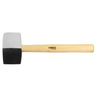 Ciocan de cauciuc alb-negru 63mm/680g, maner din lemn