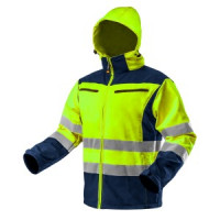 Jacheta de lucru cu vizibilitate ridicata, softshell cu gluga, galben, marimea L