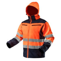 Jacheta de lucru cu vizibilitate ridicata, softshell cu gluga, portocalie, marimea XXL