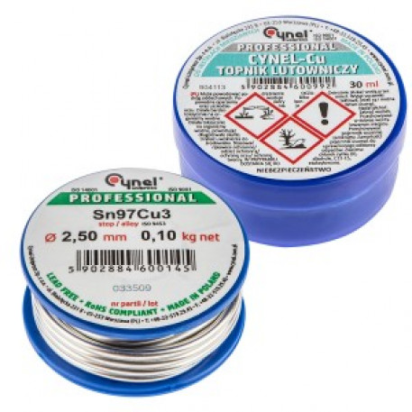 Kit lipire instalatii din cupru,fludor 97%Sn,3%Cu, sarma diam 2.5mm, 100g si pasta decapanta 30 ml (blister) [1]