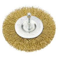 Perie conica cu ax 100mm sarma otel alamit pt masina de gaurit Perie conica cu ax 100mm sarma otel alamit pt masina de gaurit