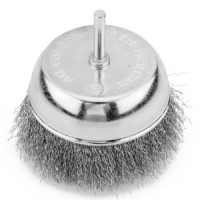 Perie tip cupa 100 mm, sirma incretita, otel, cu tija de 6 mm Perie tip cupa 100 mm, sirma incretita, otel, cu tija de 6 mm