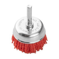 Perie tip cupa 50 mm, nylon, cu tija de 6 mm, pentru lemn Perie tip cupa 50 mm, nylon, cu tija de 6 mm, pentru lemn