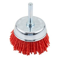 Perie tip cupa 65 mm, nylon, cu tija de 6 mm, pentru lemn Perie tip cupa 65 mm, nylon, cu tija de 6 mm, pentru lemn