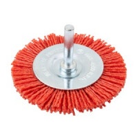 Perie tip roata 50 mm, nylon, cu tija de 6 mm, pentru lemn Perie tip roata 50 mm, nylon, cu tija de 6 mm, pentru lemn