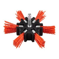 Perie tip roata cu segmente, din nylon, 100 mm, cu tija de 6 mm Perie tip roata cu segmente, din nylon, 100 mm, cu tija de 6 mm