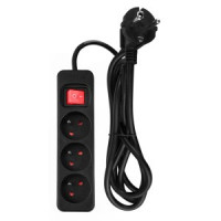 Prelungitor 1.5m, 3x1.5mm2, 3G, negru, ON/OFF