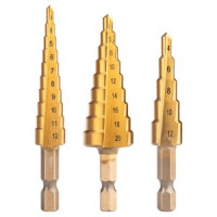 Set de burghie in trepte HSS TiN, 3-20 mm, hexagonal, 3 buc. Set de burghie in trepte HSS TiN, 3-20 mm, hexagonal, 3 buc.