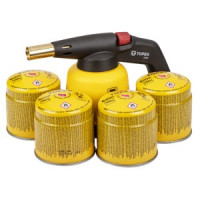 Set lampa cu gaz + 4 cartuse 190gr cu valva Set lampa cu gaz + 4 cartuse 190gr cu valva