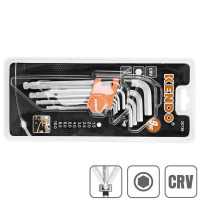 Set chei hexagonale L cu bila 9buc lungime 1.5-10mm CRV