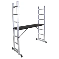 Schela cu scara dubla aluminiu BISONTE STR0507 inaltime maxima 1.96 m, lungime 1.60 m Schela cu scara dubla aluminiu BISONTE STR0507 inaltime maxima 1.96 m, lungime 1.60 m