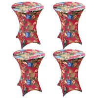 Set 4 Huse masa evenimente, Quasar & Co.®, huse elastice, rotunde, fete de masa pentru cocktail si catering, d 70-75 cm, h 82 cm, multicolor