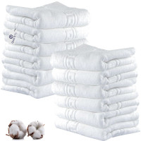 Set 12 prosoape baie corp Quasar & Co.®, 70 x 140 cm, 600 g/mp, hotel quality, 100% bumbac, alb