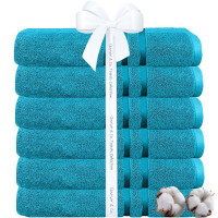 Set 6 prosoape baie Quasar & Co.®, 100% bumbac, 450 g/mp, 70 x 140 cm, turcoaz