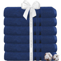 Set 6 prosoape baie Quasar & Co.®, 100% bumbac, 450 g/mp, 70 x 140 cm, albastru royal