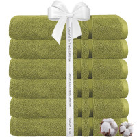 Set 6 prosoape baie Quasar & Co.®, 100% bumbac, 450 g/mp, 70 x 140 cm, verde lime