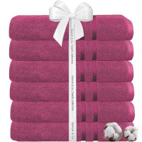 Set 6 prosoape baie Quasar & Co.®, 100% bumbac, 450 g/mp, 70 x 140 cm, fucsia