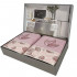 Set 2 prosoape, Quasar & Co.®, model Luxury F, broderie si banda tesuta, 100% bumbac, 450 g/mp, 50 x 90/70 x 140, roz [2]