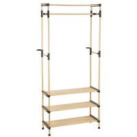 Raft modular universal, Quasar & Co.®, etajera cu polite pentru haine si incaltaminte, lemn, 77 x 28 x 164 cm, natur