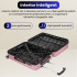 Troler mediu extensibil Quasar & Co.®, 66x41x26-31cm, bagaj de cala, troller avion cu fermoar antifurt, cifru, maner telescopic, geamantan cu 4 roti duble silentioase 360°, valiza ABS 2.8 mm, 2 compartimente cu buzunar, LINE, Roz pudrat [6]