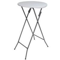 Masa evenimente Quasar & Co., banchet/catering, picioare metal pliabile, inalta, rotunda, d 60 cm, h 110 cm, ABS/metal, alb