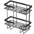 Raft depozitare peste bazinul de toaleta, Quasar & Co.®, 2 etajere, prindere prin lipire, metal, 37 x 15 x 34 cm, negru [2]