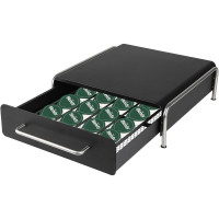 Suport pentru 36 capsule cafea, Quasar & Co.®, cu suport cafetiera, stand orizontal, 31.5 x 20.5 x 10 cm, metal, negru