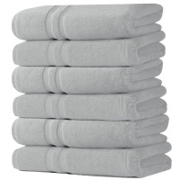 Set 6 prosoape corp 76x147 cm, Luxury Collection by Quasar & Co.®, 650 g/mp, 100% bumbac, gri deschis