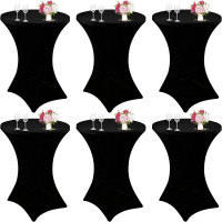 Set 6 huse masa evenimente, Quasar & Co.®, huse elastice, fete de masa elastice pentru masa cocktail, d 75-85 cm, h 110-120 cm, negru