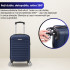 Troler cabina avion Quasar & Co.®, 40x30x20cm, bagaj de mana, troller cu fermoar sigur, cifru, maner telescopic lung, geamantan cu 4 roti duble, detasabile, 360°, valiza ABS 2.8 mm, rezistent, 2 compartimente cu buzunar, 10kg, LINE, bleumarin [7]