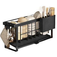 Scurgator vase, Quasar & Co.®, pentru spatii inguste, 3 carlige,  57,5 x 16,5 x 21 cm, metal, negru