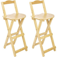 Set 2 scaune bar Quasar & Co.®, inalte, pliabile, din bambus natural, stabile si usoare, ideale pentru bucatarie, dining, terasa sau bar, stil minimalist, 36x33x97 cm, maro deschis