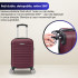 Troler cabina avion Quasar & Co.®, 40x30x20cm, bagaj de mana, troller cu fermoar sigur, cifru, maner telescopic lung, geamantan cu 4 roti duble, detasabile, 360°, valiza ABS 2.8 mm, rezistent, 2 compartimente cu buzunar, 10kg, LINE, visiniu [7]