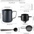 Set cafea portabil, Quasar & Co.®, cu filtru cafea, latiera, lingurita dozatoare, sita, stilou si matrite decorare, 600 ml, otel inoxidabil, negru [3]