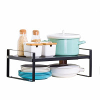 Raft universal depozitare, Quasar & Co.®, extensibil, multifunctional, suprapozabil, 24-41 x 18 x 28 cm, metal, negru