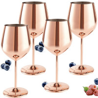 Set 4 pahare vin Quasar & Co.®, 500 ml, h 21 cm, inox, rose gold metal